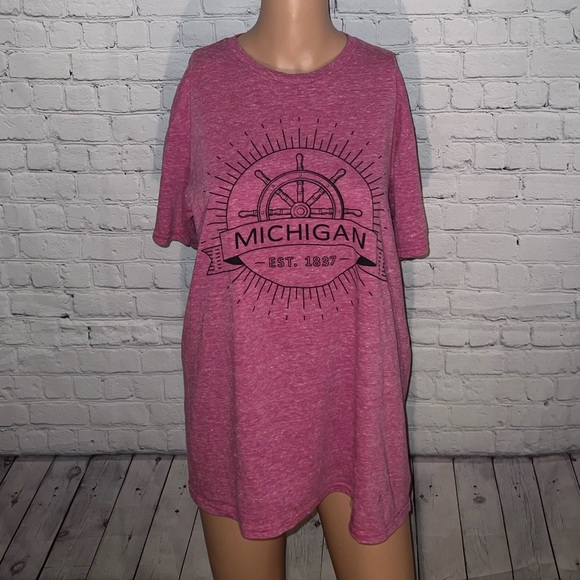 Brisco Brands Tops - Brisco Brands Dark Pink & Black Michigan Shirt size L